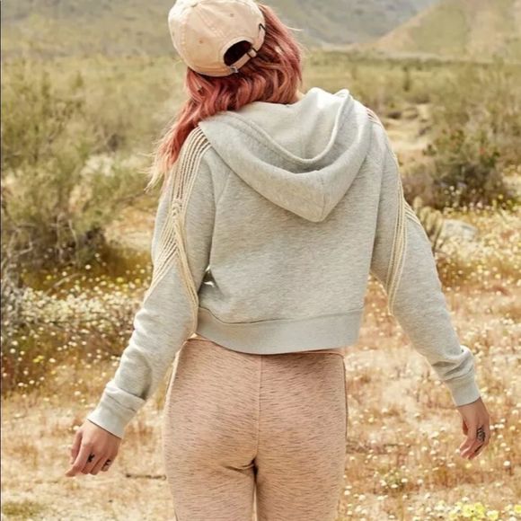 Free People Hoodie Sweatshirt Crochet Ribbed Cuff - Picture 5 of 7